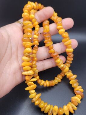 Genuine Baltic Amber Bead Necklace — Butterscotch Egg Yolk, 38g, 26 Inches